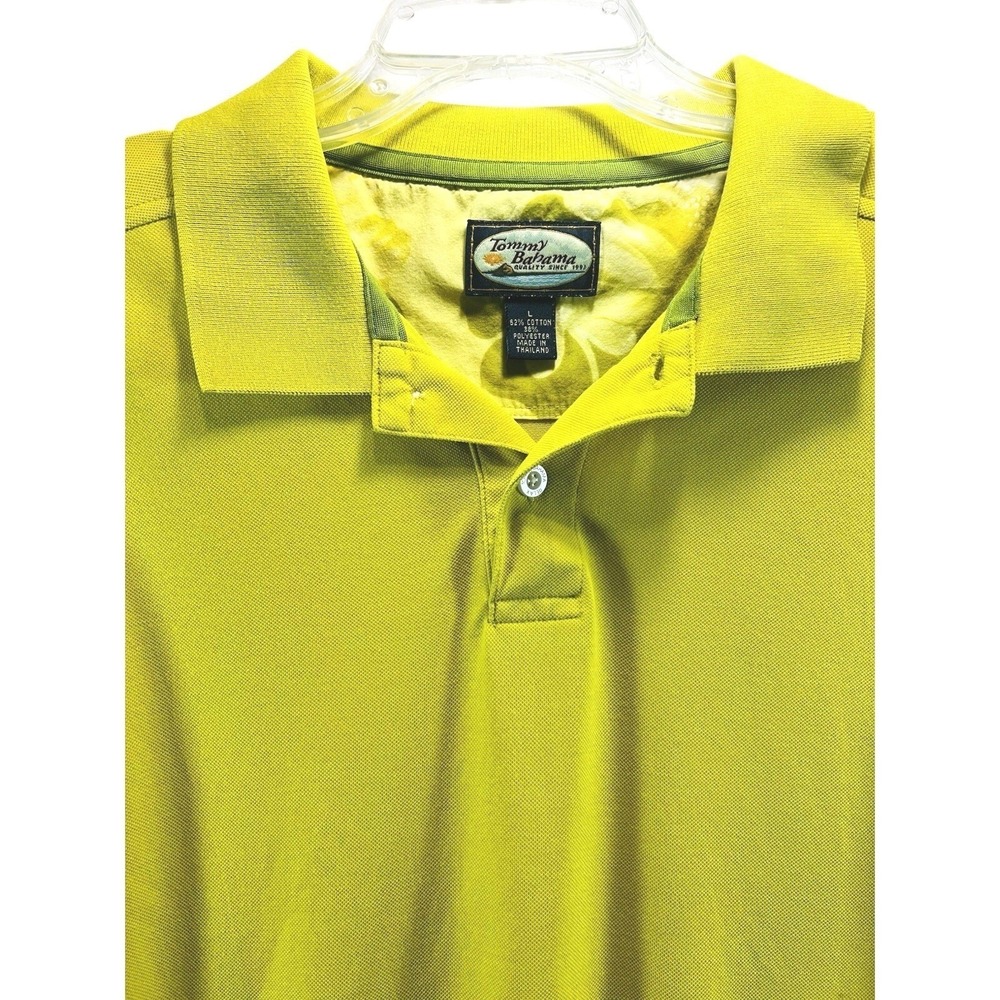 Tommy Bahama Relax Polo Shirt L Yellow Marlin Logo Coastal Casual Short Sleeve